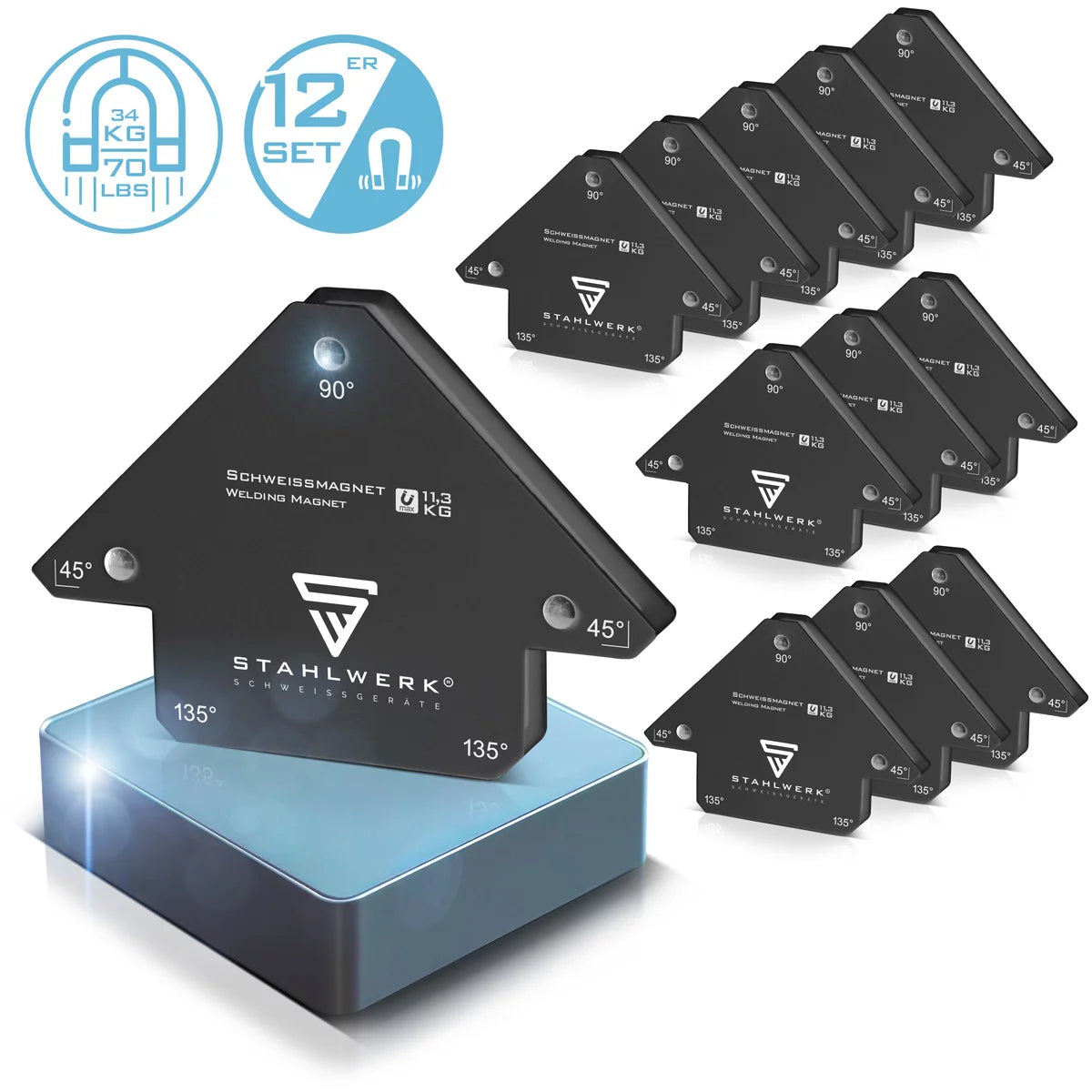 Steelworks 12 Set Welding angle Magnet 11.3kg 25LBS sweat magnet