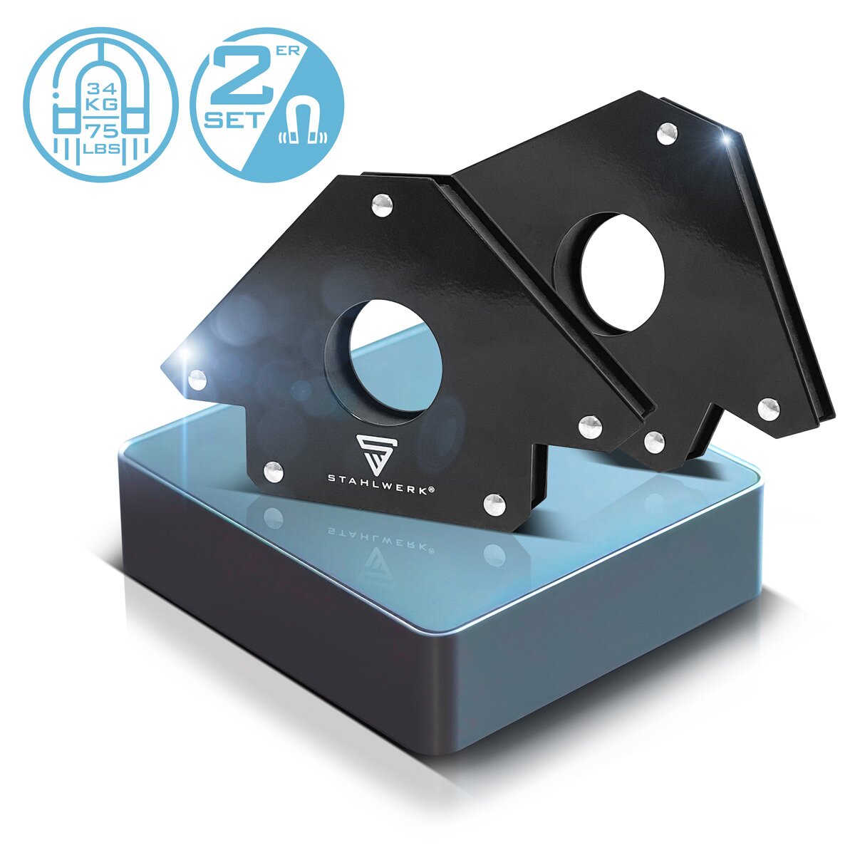 Steelworks 2 Set Magnet welding angle 34 kg | 75 LBS practical welding magnet | Magnetic angle | Welding positioners with strong adhesion