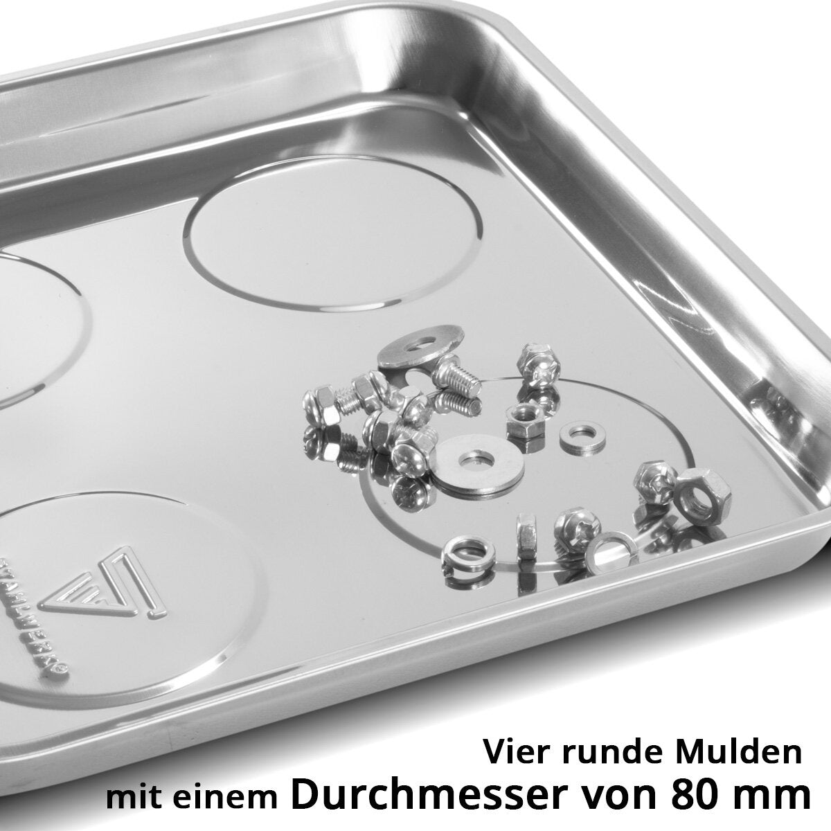 Stahlwerk Magnetschale MS-30 ST 270 x 292 x 30 mm Piastra magnnet | Ciotola di vite | Habbit Shell | Magnneta Blind | Ciotola magnetica in acciaio inossidabile con forte potenza adesiva per viti, chiodi e strumenti