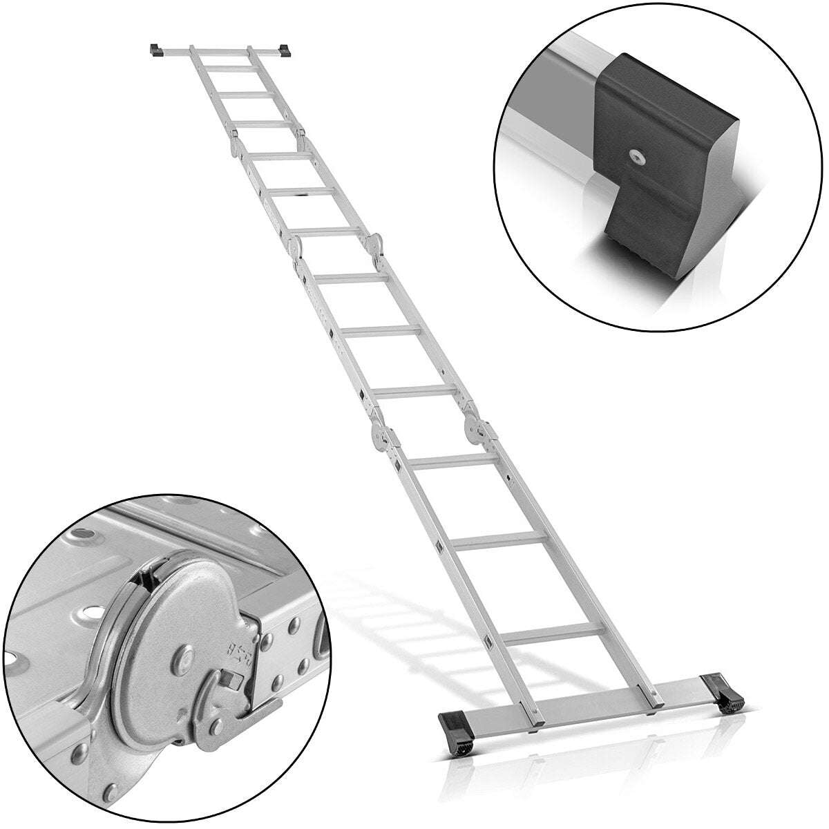 Steelworks Manager polyvalent ML-356 ST 150 kg Capacité de charge, 3 en 1 Échelle échafaudage / conducteur de pliage en aluminium / plate-forme d'échafaudage / échafaudage avec germes non glissants, y compris 7 ans de garantie du fabricant