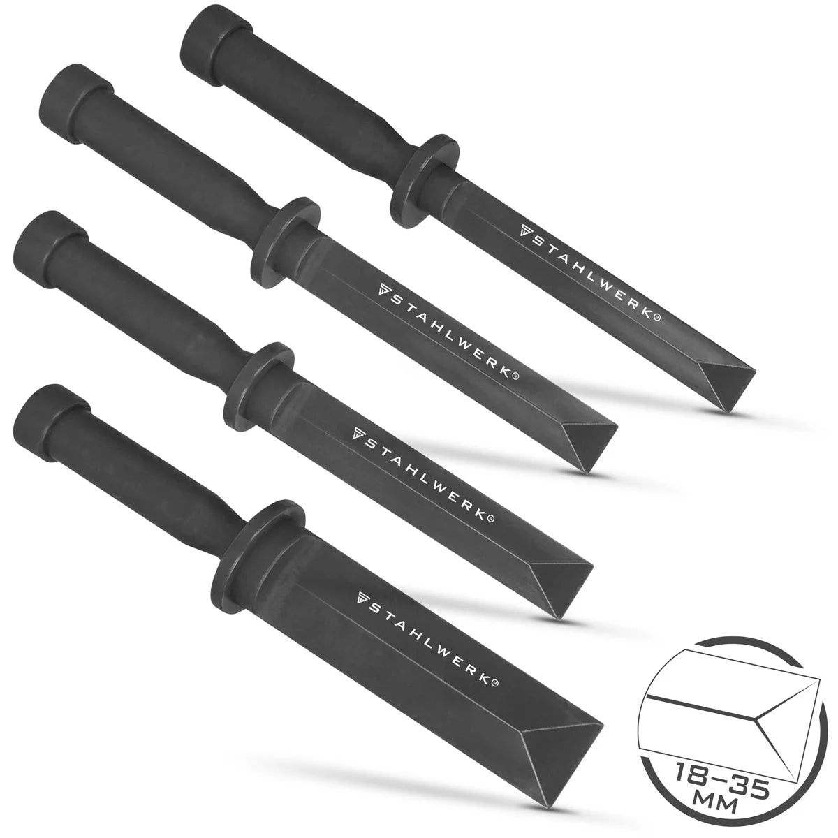 STAHLWERK Set di scalpelli e raschietti in plastica da 4 pezzi 18-35 mm | Rimuove delicatamente contrappesi, residui di adesivo, guarnizioni o strisce decorative. Ergonomico e rispettoso dei materiali per veicoli e imbarcazioni