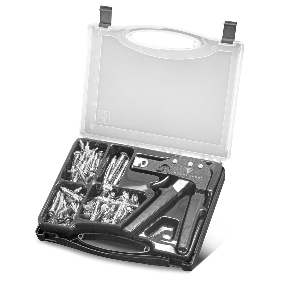 Pinze per cavità della cavità in acciaio nel set con cavità metallica dowel m4 x 32 | M4 x 38 | M5 X37 | M5 X 52 | Set di tasselli in metallo in 72 parti con pinze per il muro a secco