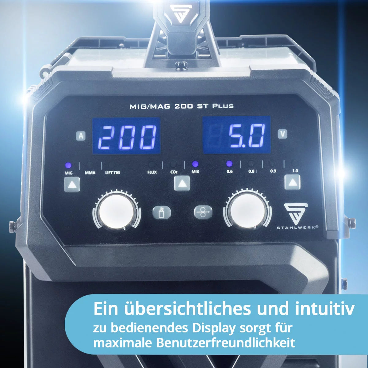 STAHLWERK Schweißgerät MIG MAG 200 ST PLUS Vollausstattung Schutzgas-Schweißgerät | IGBT Inverter mit 200 A, synergischem Drahtvorschub, FLUX-, Lift-TIG- und MMA | ARC-Funktion