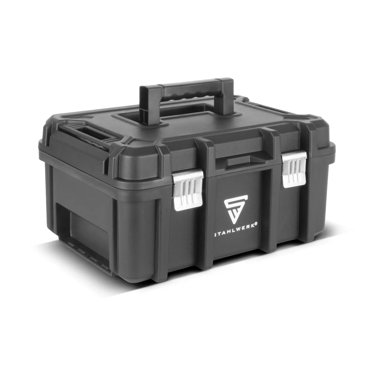 STAHLWERK Toolbox Set | 3 stapelbare Werkzeugkisten | Fahrbarer Werkzeug-Trolley mit Rollbrett | Flexibles Modul-System mit Sortimentsboxen | Mobile Werkzeugboxen mit Kleinteil-Organizern