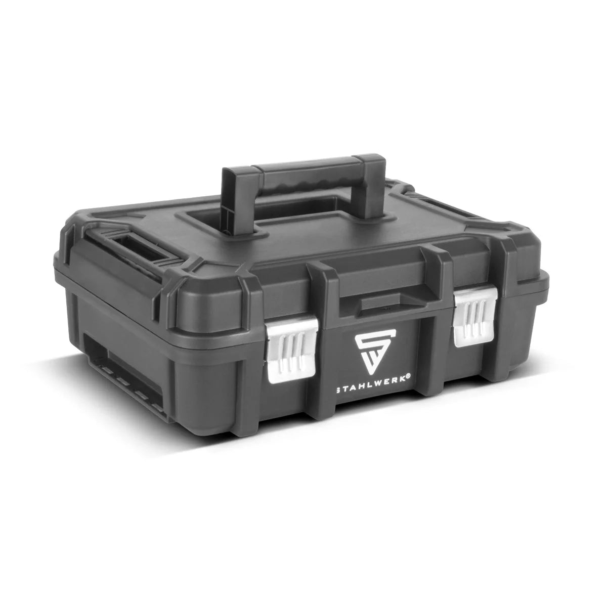 STAHLWERK Toolbox Set | 3 stapelbare Werkzeugkisten | Fahrbarer Werkzeug-Trolley mit Rollbrett | Flexibles Modul-System mit Sortimentsboxen | Mobile Werkzeugboxen mit Kleinteil-Organizern