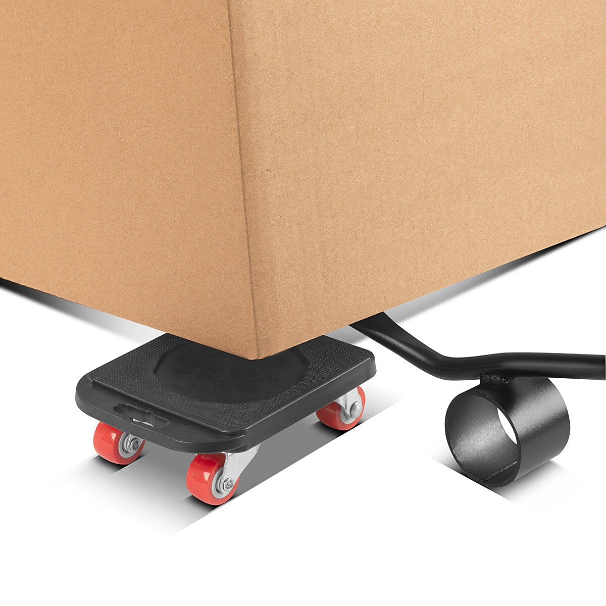 STAHLWERK Möbeltransport Set 4 robuste Transportroller | Möbelroller | Rollbrett | Transporthilfe mit gummierten Long-Life-Rollen und 1 praktischer Möbelheber