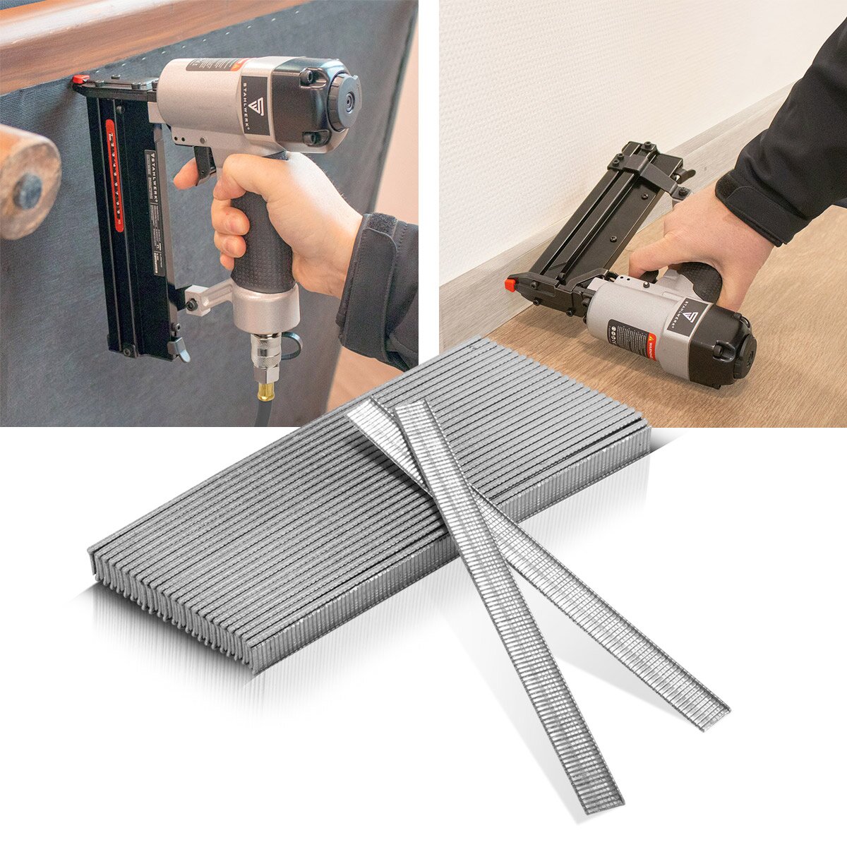 STAHLWERK Druckluft Nägel 10 mm Gauge 18 (1,25 x 1,05 mm) mit 2 mm Kopfbreite im 5000er Set Streifennägel | Tackernägel | Druckluft Stifte für Nagler, Nagelpistolen und Tacker 10 mm Gauge 18