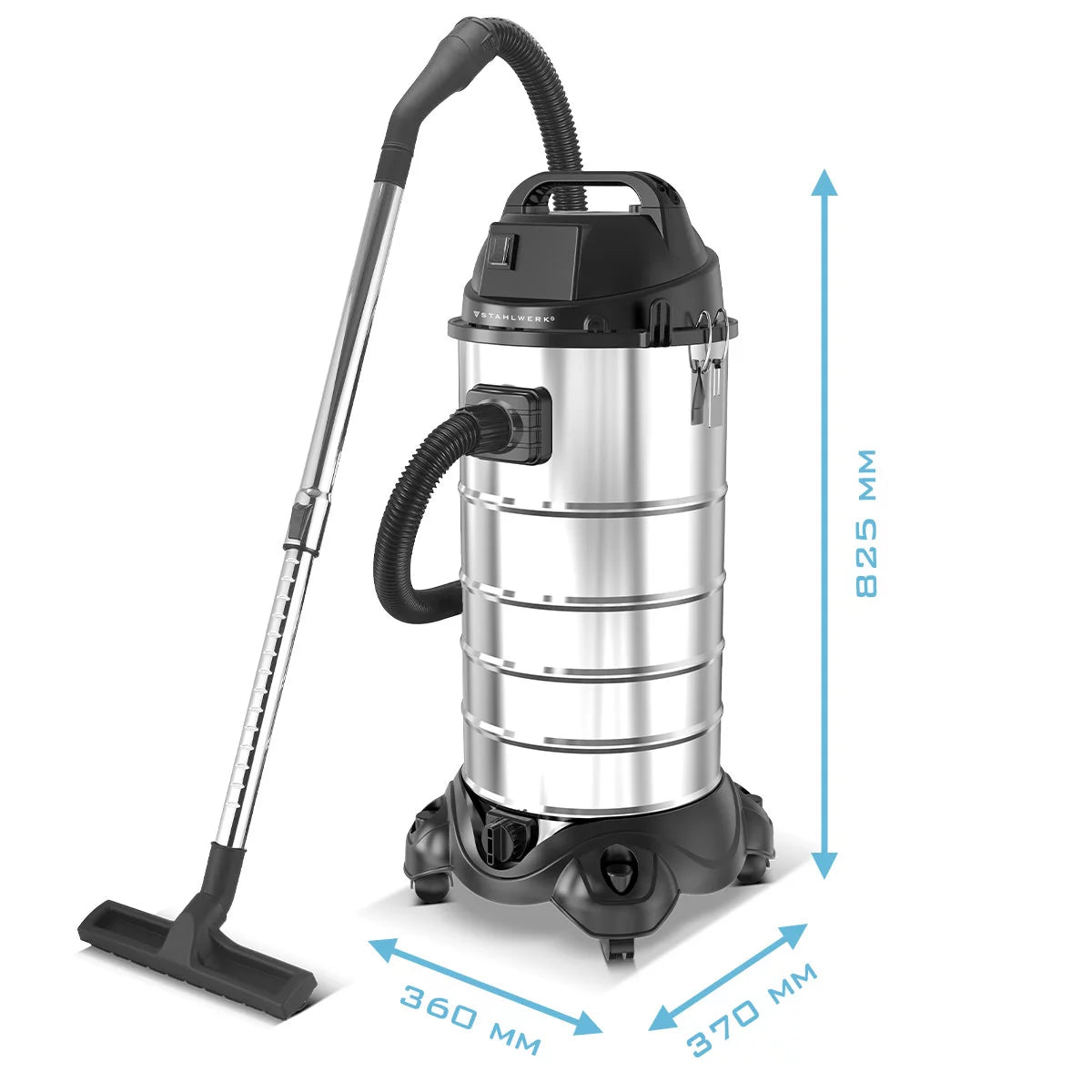 STAHLWERK Nass- und Trockensauger VCL-1500 ST | 1500 W Industriesauger mit 40 l Edelstahlbehälter | Blasfunktion und Sicherheitsabschaltung | Umfangreiches Zubehörpaket | Robuster Werkstattsauger