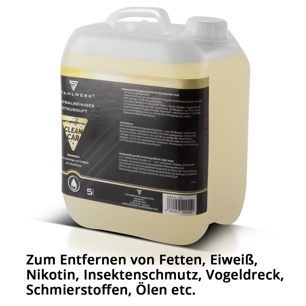 Steelworks Universal Cleaner Concentrado con fragancia cítrica 5 litros de botes de poderosos limpiadores | Agente de limpieza | Limpiador de espuma | All -Puros Cleaner | Concentrado de limpieza | Limpiador neutral para las pistolas de limpieza