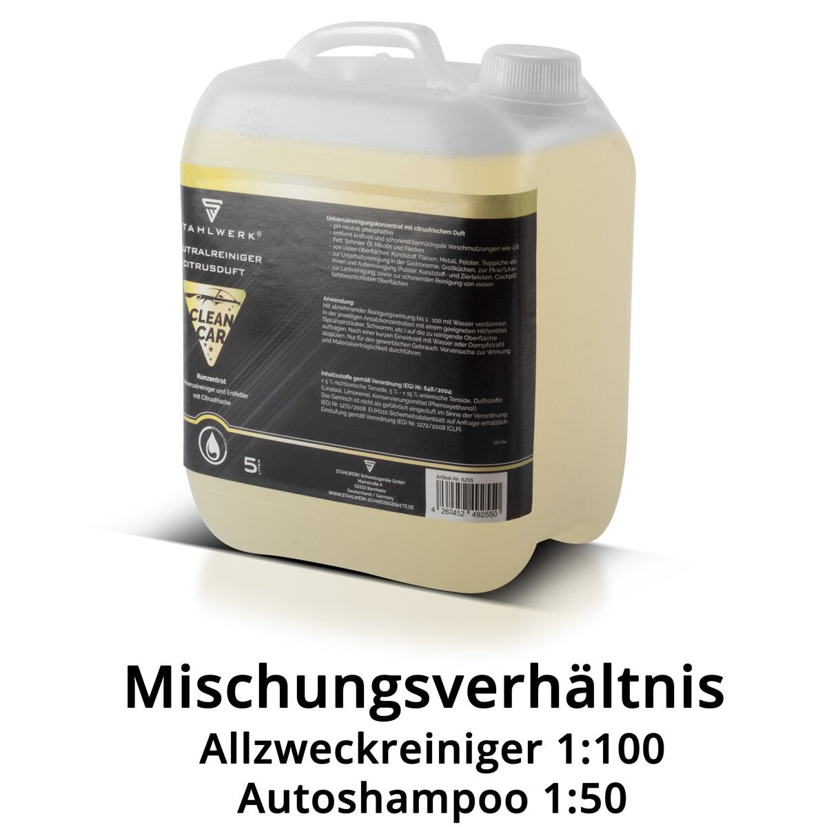 Steelworks Universal Cleaner Concentrado con fragancia cítrica 5 litros de botes de poderosos limpiadores | Agente de limpieza | Limpiador de espuma | All -Puros Cleaner | Concentrado de limpieza | Limpiador neutral para las pistolas de limpieza