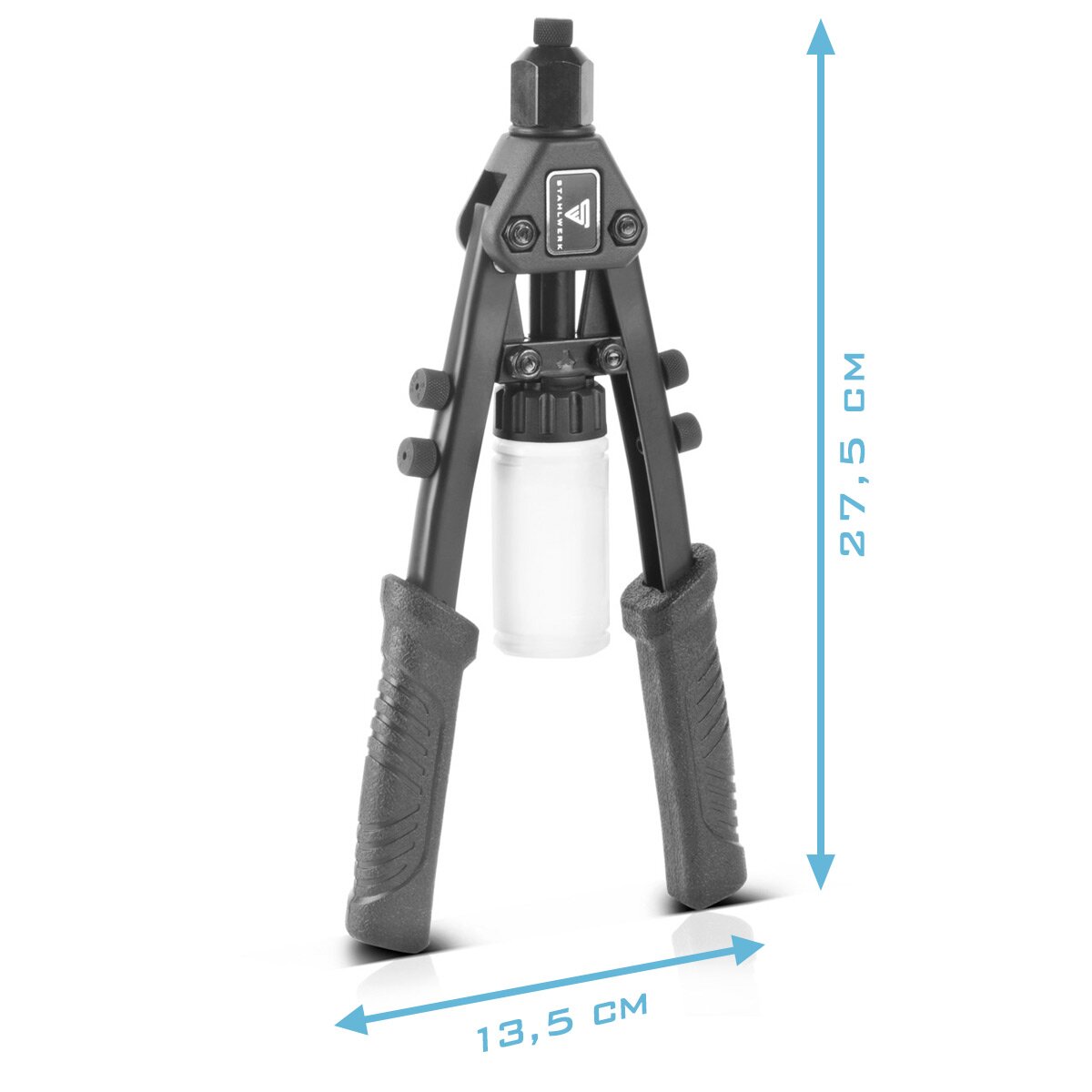 Steelworks Nietzangen-Set HNZ-280 ST blind tongue | Libel pliers | Popniet pliers | Rivet nut tongs | Rivet pistol | Rivet tool | With 5 alternating attachments and 500 blind rivets