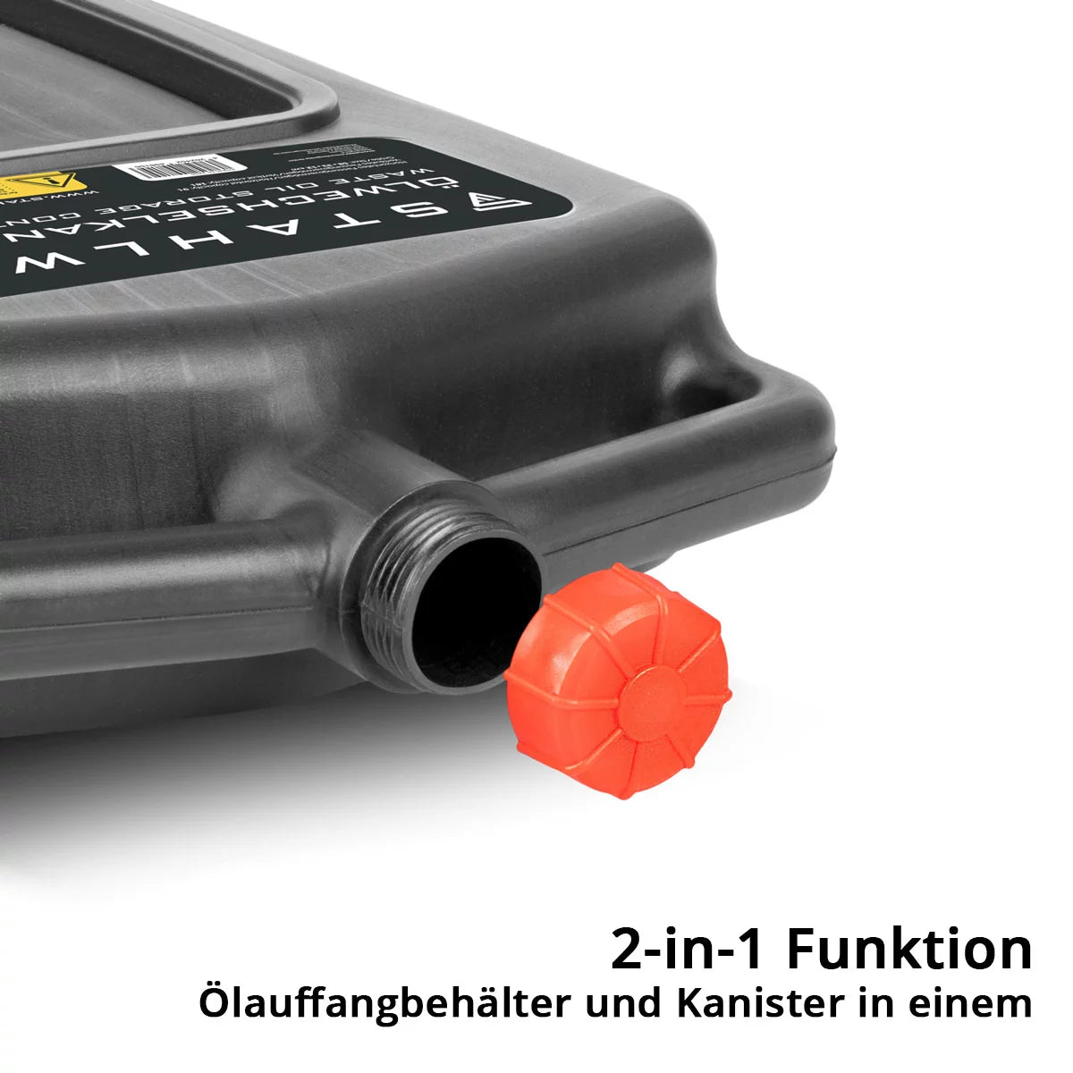 STAHLWERK Ölwechselkanister 10 L | Robuste Ölauffangwanne | Mobil und flexibel einsetzbar | Ölwanne mit Auffanghilfe | 2-in-1 Funktion - Öl- und Treibstoffkanister für Auto, Motorrad und Werkstatt
