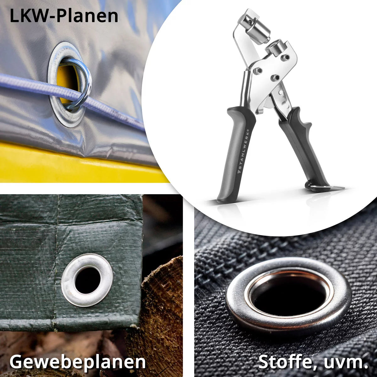STAHLWERK طقم كماشة ثقوب 10 مم مع ثقب و250 كماشة مغناطيسية احترافية | مكبس العيينة | لكمة العيينة | أداة العيينة الفولاذية الصلبة