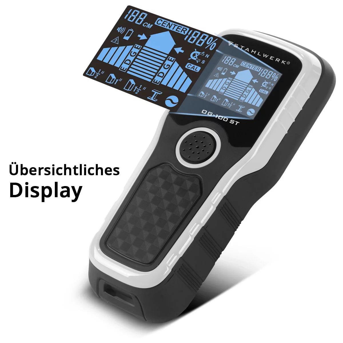 Stahlwerk Location device OG-100 ST wall scanner, metal detector, cable searcher, bolzendecarte, cable search device, wall detector for the locations of power lines, metal objects or bars in wall and ceiling
