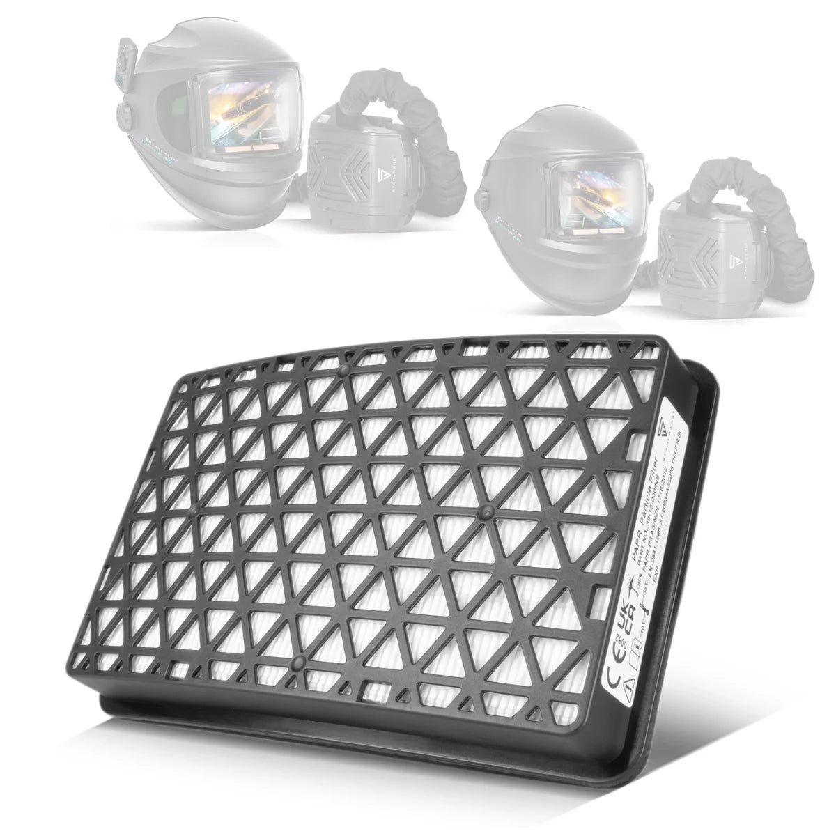 Casete de filtro de partículas STAHLWERK P3 para unidad de soplado | Sistema de filtrado para cascos de soldadura de aire fresco | Accesorios de filtrado para caretas de soldadura MASTER AIR y BOOSTER AIR | sistema PAPR