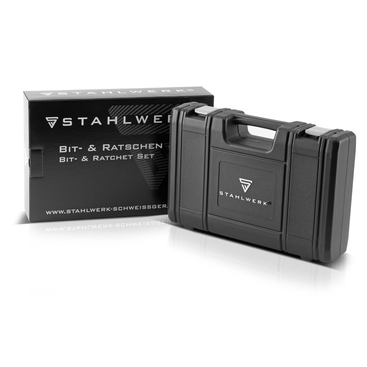 STAHLWERK 60-teiliger Profi-Ratschenkasten mit 1/2 Zoll Umschaltknarre aus Chrom- Vanadium-Stahl 72 Zähne inklusive Steckschlüssel- und Bit-Set S2-Stahl