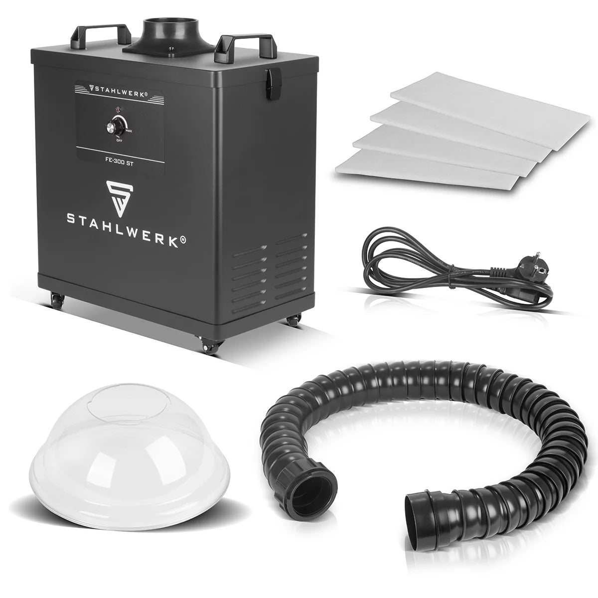 Désenfumage STAHLWERK FE-300 ST | Système d'extraction puissant de 300 watts avec triple filtre | Absorbeur de fumée et extracteur de fumée sûrs | Extraction des fumées de soudage et de brasage pour filtrer les fumées, les gaz et les vapeurs