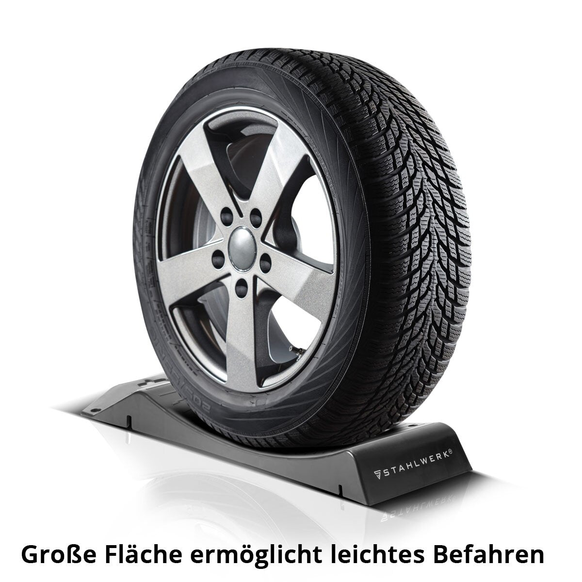 STAHLWERK Reifenschoner Standplatten GT-18 ST 4er Set mit 2,7 t Tragkraft Reifenwiege | Reifenschuhe | Hemmschuh | Unterlegkeil für Pkw, Reisemobil, Campingmobil, Wohnmobil, Caravan oder Wohnwagen