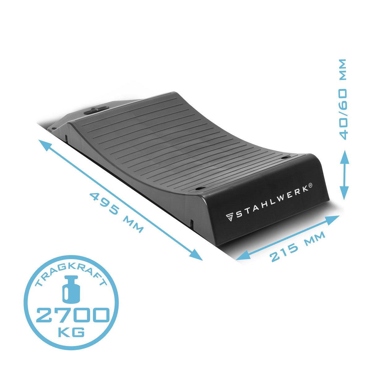 STAHLWERK Reifenschoner Standplatten GT-18 ST 4er Set mit 2,7 t Tragkraft Reifenwiege | Reifenschuhe | Hemmschuh | Unterlegkeil für Pkw, Reisemobil, Campingmobil, Wohnmobil, Caravan oder Wohnwagen
