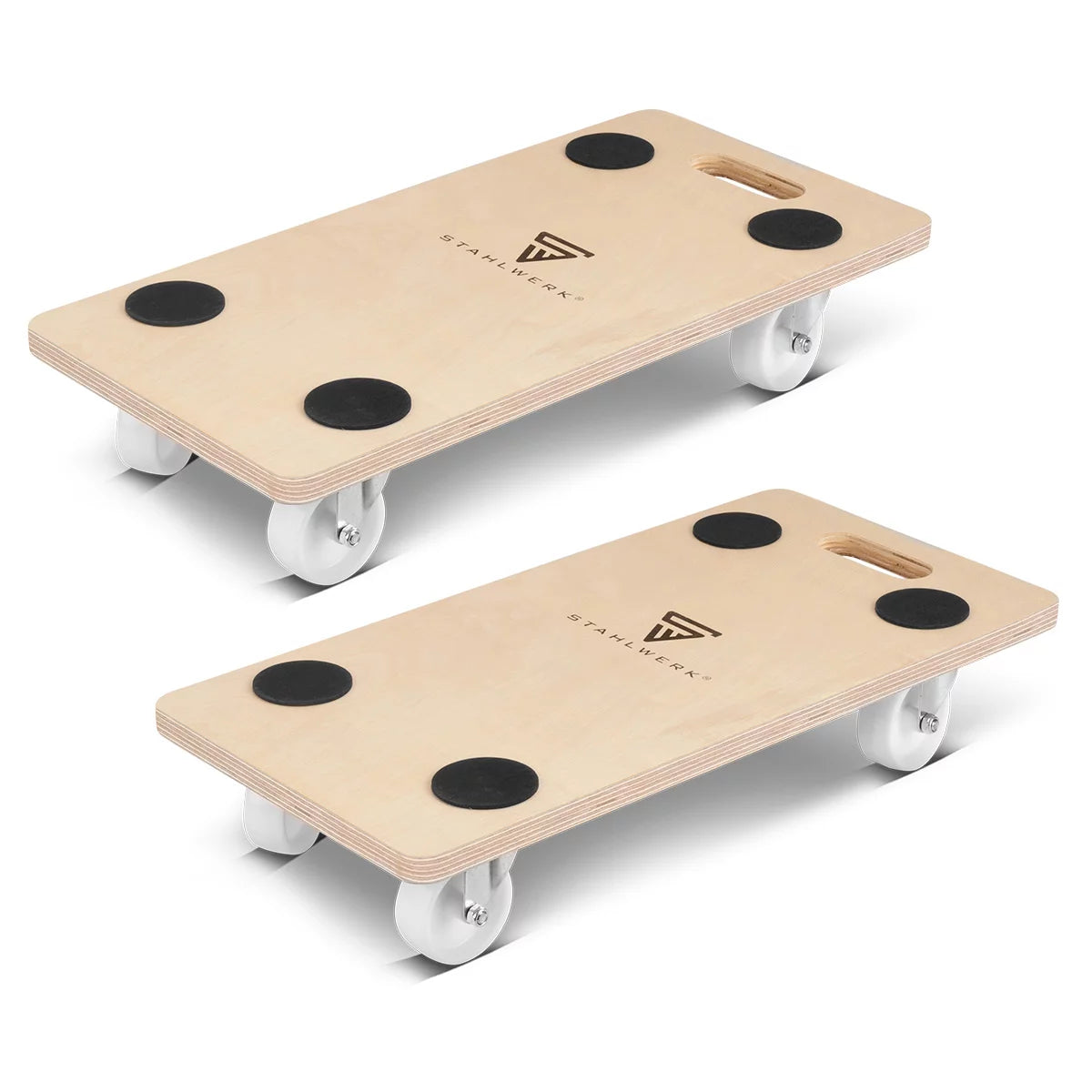 Stahlwerk trolley TR-250 ST 2 SET with 250 kg load capacity and abrasion-resistant steering rollers 58 x 29 cm platform car | Transport car | Furniture roller | Rolling board | Handlars | Transporter