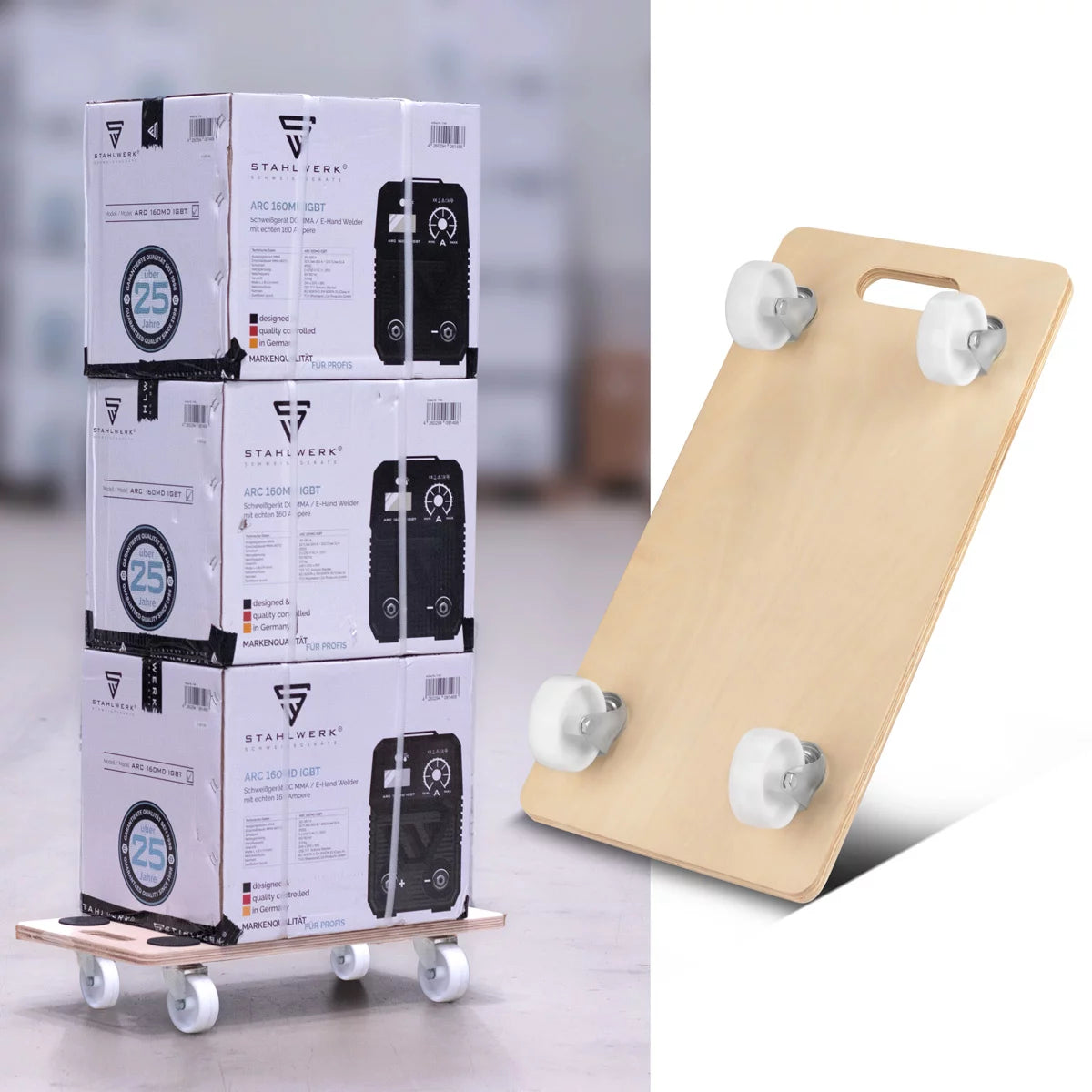 Trolebre de acero TR-250 ST 4 Conjunto con capacidad de carga de 250 kg y rodillos de dirección resistentes a la abrasión 58 x 29 cm de plataforma de plataforma | Coche de transporte | Roller de muebles | Tablero de rodillos | Mandizadores | Transportista