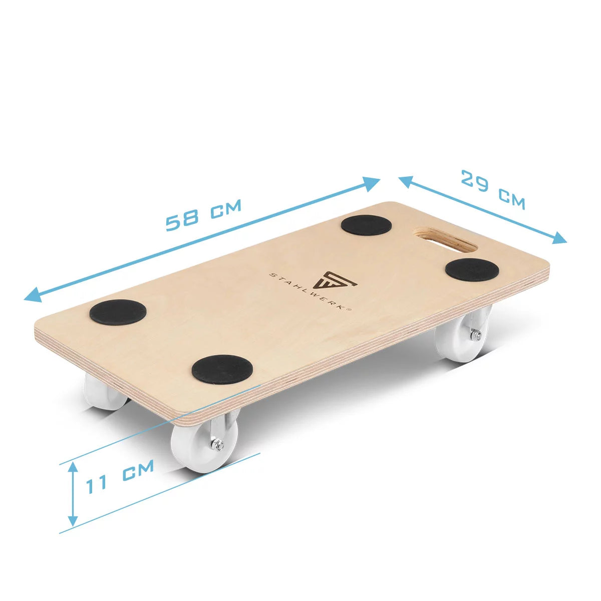 Stahlwerk Trolley TR-2550 St con capacidad de carga de 250 kg y rodillos de dirección resistentes a la abrasión 58 x 29 cm de plataforma de plataforma | Coche de transporte | Roller de muebles | Tablero de rodillos | Mandizadores | Transportista