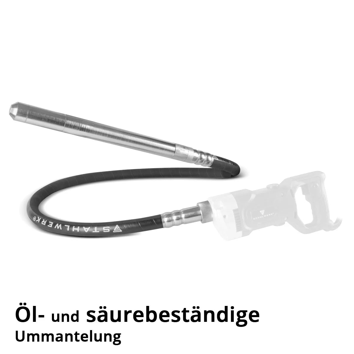 STAHLWERK Rüttelflasche Ø 35 mm | 300 cm Schlauchlänge | Innenrüttler mit flexibler Welle für Elektro-Betonrüttler | Rüttelstab für Betonverdichter, Flaschenrüttler und Einhand-Betonvibratoren