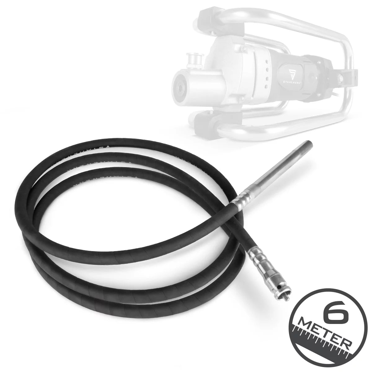 Bottiglia vibrante STAHLWERK Ø 35 mm | Lunghezza tubo 600 cm | Vibratore interno con albero flessibile per vibratori elettrici per calcestruzzo | Tubo vibrante per compattatori di calcestruzzo, vibratori a bottiglia e vibratori per calcestruzzo
