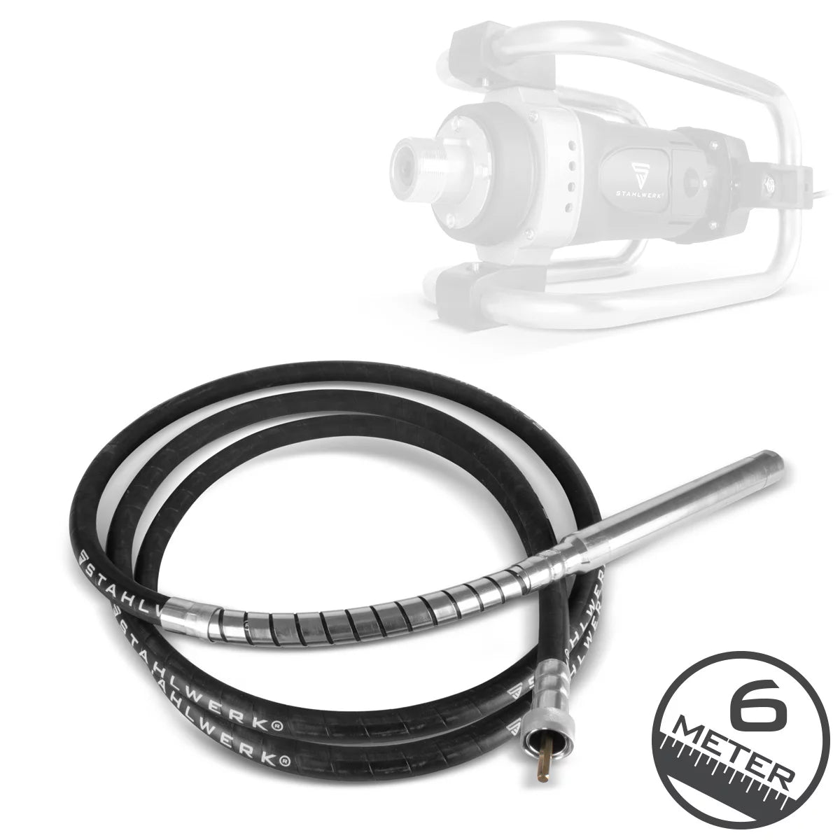 Bouteille vibrante STAHLWERK Ø 45 mm | Longueur de tuyau de 600 cm | Vibrateur interne à arbre flexible pour vibrateurs électriques à béton | Tuyau vibrant pour compacteurs à béton, vibrateurs de bouteilles et vibrateurs à béton