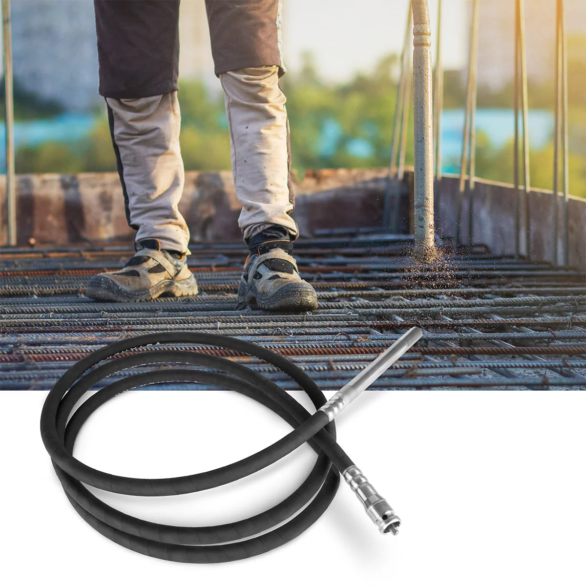 STAHLWERK vibrating bottle Ø 35 mm | 400 cm hose length | Internal vibrator with flexible shaft for electric concrete vibrators | Vibrating hose for concrete compactors, bottle vibrators and concrete vibrators