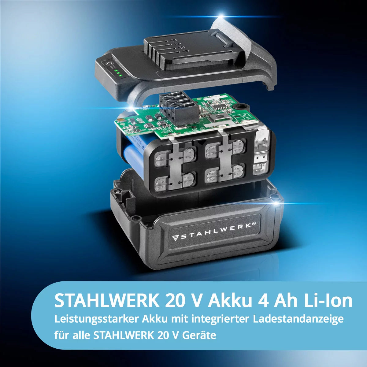STAHLWERK brushless cordless reciprocating saw BRS-20 ST | 20 volt universal saw | 4 Ah Li-Ion battery | 40 replacement sheets (20 x wood, 20 x metal) | Keyless chuck | Stroke length 28 mm | 0-2,600 rpm