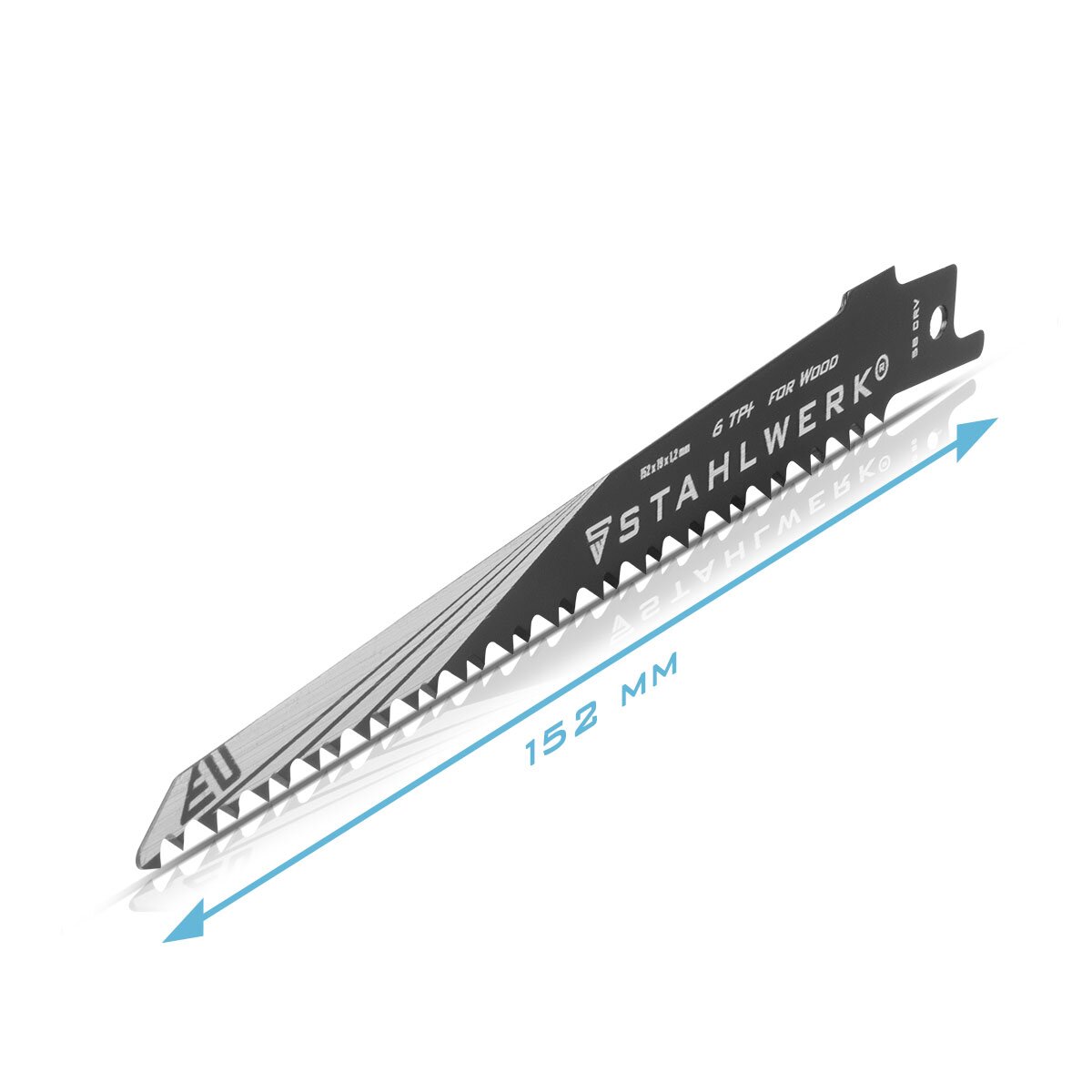 Steelworks wood-saw blade 2 Set 150 x 19 x 1.2 mm Long Life Saber Suckeled | Reciprosal blades with 1/2 inch recording and 6 TPI for saber saws | Recipanasaws | Stabs