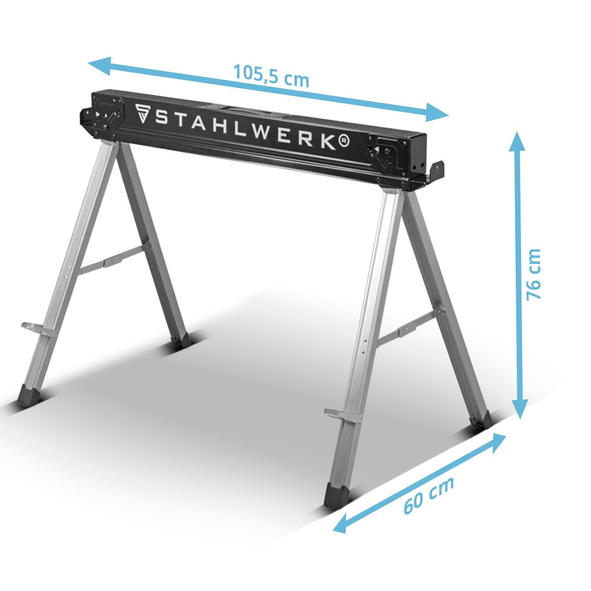 Stahlwerk Sawbock SB-757 ST dans la boîte de travail en métal revêtue de poudre à 2 sets | Universal Klappbock | Échafaudage Bock avec une capacité de charge maximale de 500 kg et support latéral