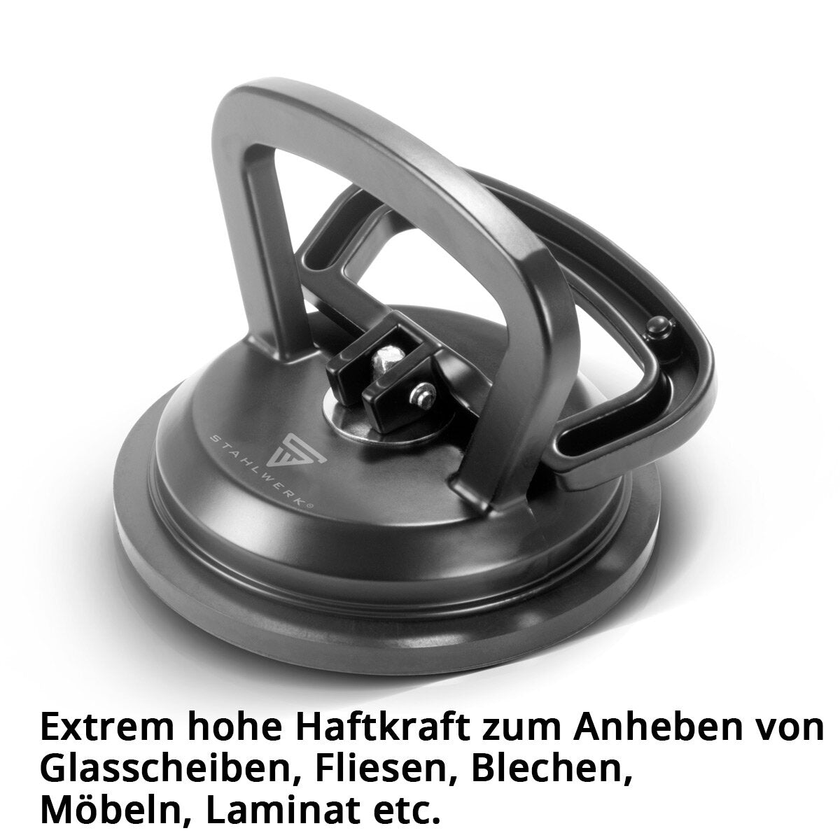 STAHLWERK Saugheber 2er Set mit 2 x 50 kg Tragkraft und 12,5 cm | 5“ Durchmesser Vakuumheber | Glasheber | Fliesenheber | Scheibenheber | Saughalter | Sauggriff | Glassauger für Glas, Fliesen, Bleche, Möbel und Laminat