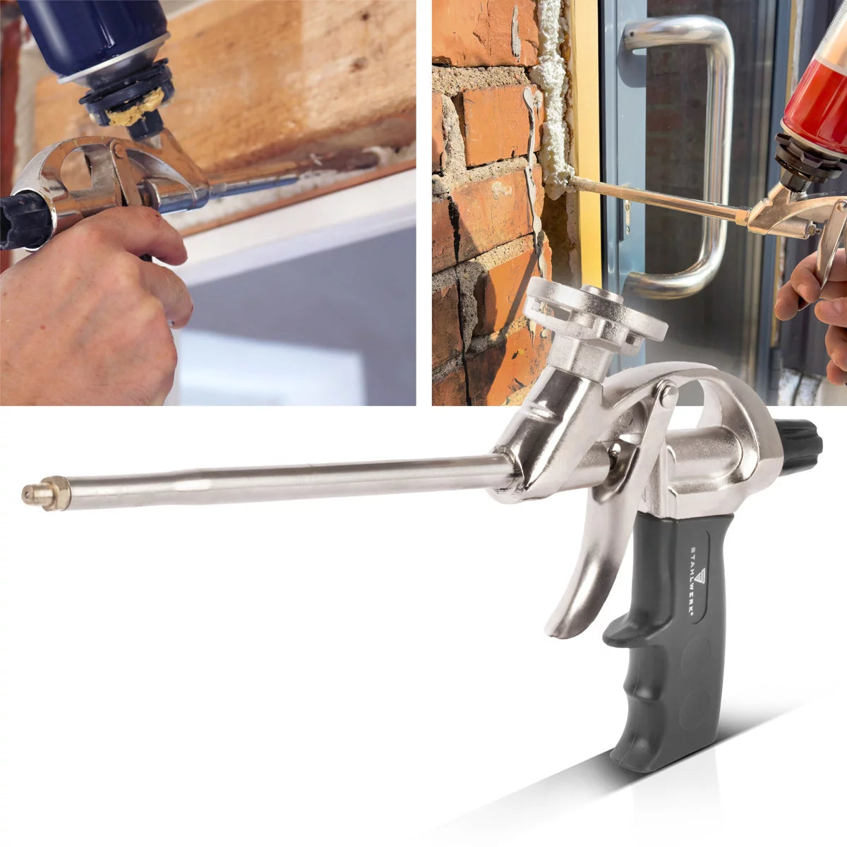 Stahlwerk foam gun for PU foam | Aluminum pistol pistol | Foam spray gun suitable for all common foam cartridges | Dosier gun for sealing and isolating