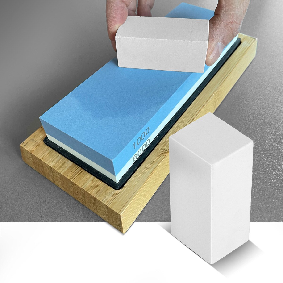 Stahlwerk Schleifstein set with 1000 | 6000 grit double-sided 2-in-1 Wetzstein | Sharp stone | Disassement stone | Resser sharpener with guide rail and non -slip base