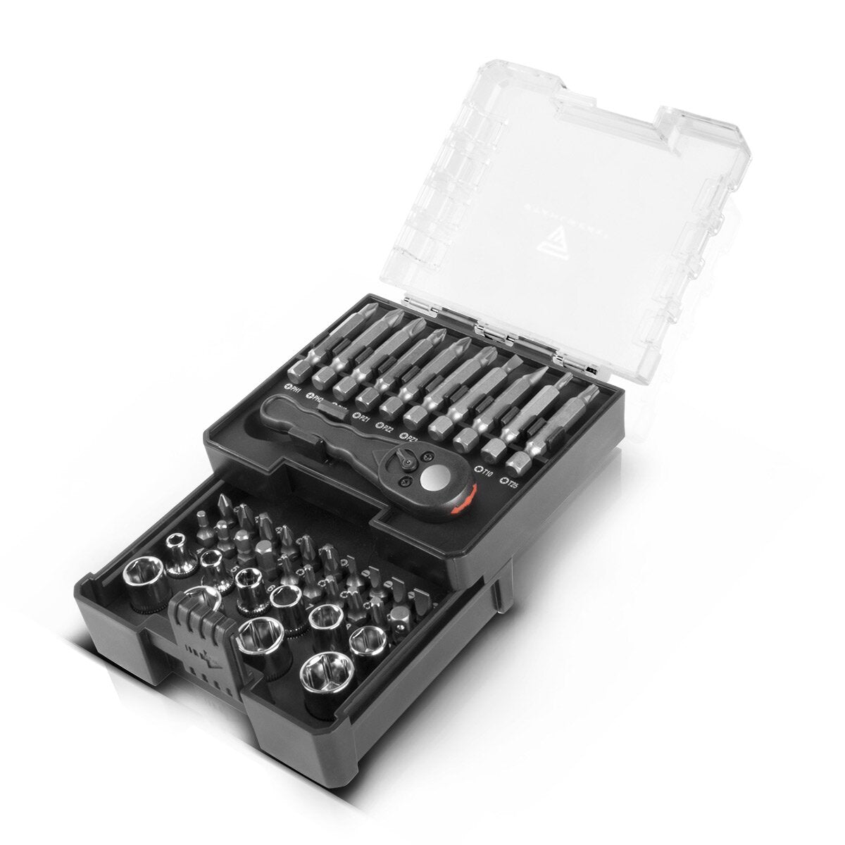 STAHLWERK 41-teiliges Schraubendreher Set, Bitsatz und Steckschlüsselsatz aus Chrom-Vanadium mit Umschaltknarre in Box / Ratschenset / Schraubenzieherset