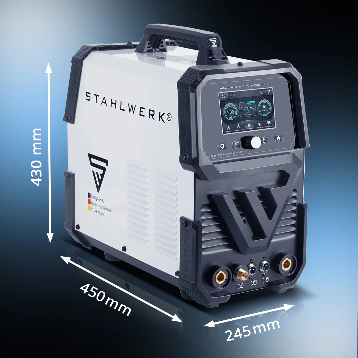 STAHLWERK inert gas welding machine AC/DC TIG 200 Puls Pro Touch fully equipped 200 amp IGBT inverter | ARC/MMA function | Job storage | Pulse and spot function suitable for aluminum and thin sheet metal