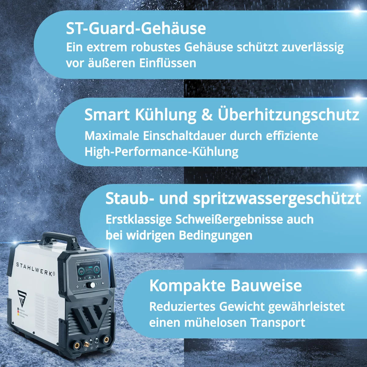 STAHLWERK Schutzgas-Schweissgerät AC/DC WIG 200 Puls Pro Touch | IGBT Inverter mit 200 Ampere | ARC/MMA Funktion | Job-Speicher | Puls-und Spot-Funktion geeignet für Alu und Dünnblech