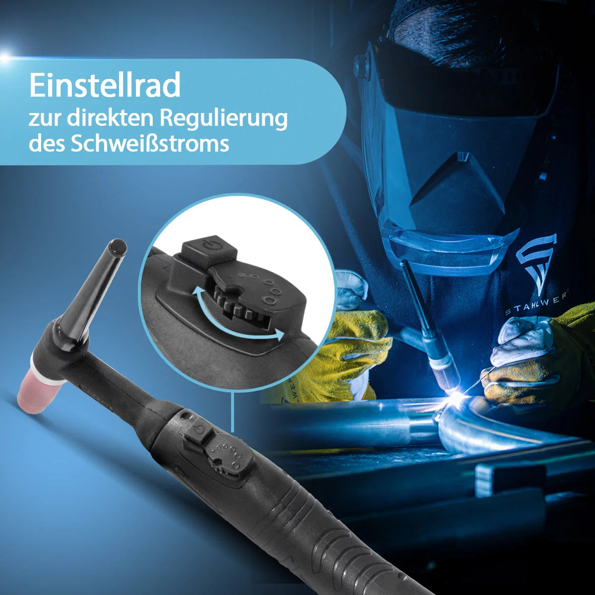 STAHLWERK Schutzgas-Schweissgerät AC/DC WIG 200 Puls Pro Touch | IGBT Inverter mit 200 Ampere | ARC/MMA Funktion | Job-Speicher | Puls-und Spot-Funktion geeignet für Alu und Dünnblech