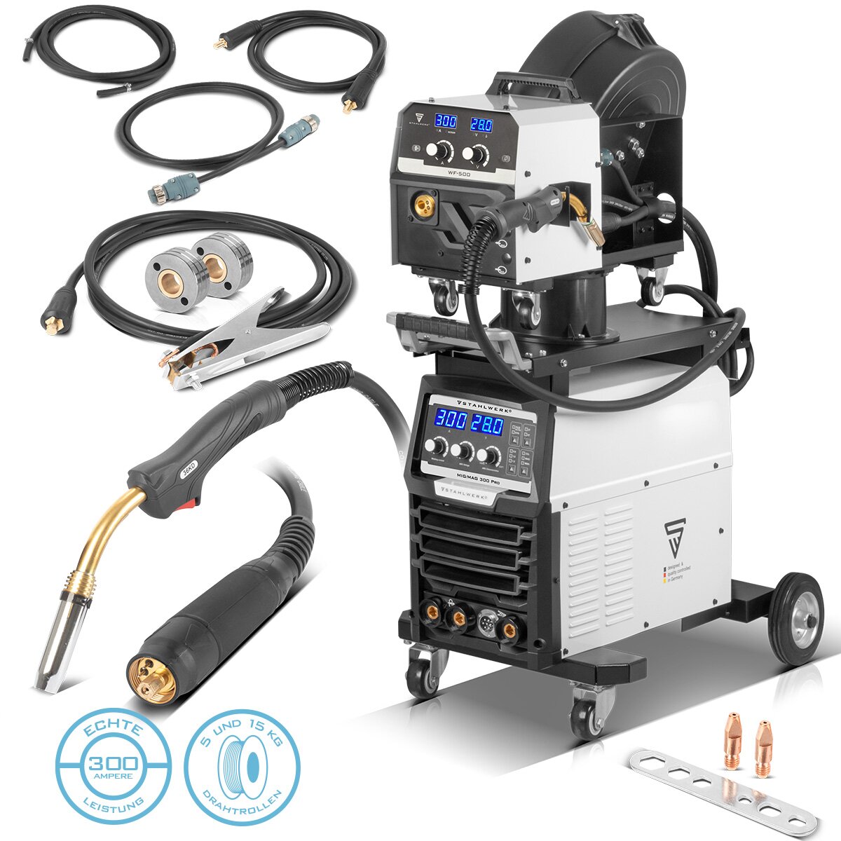 Acier MIG MIG MAG 300 Pro entièrement syngien IGBT avec 300 A et fonction d'impulsion 3-en-1 Système de soudage MIG MIG | MMA | Ascenseur