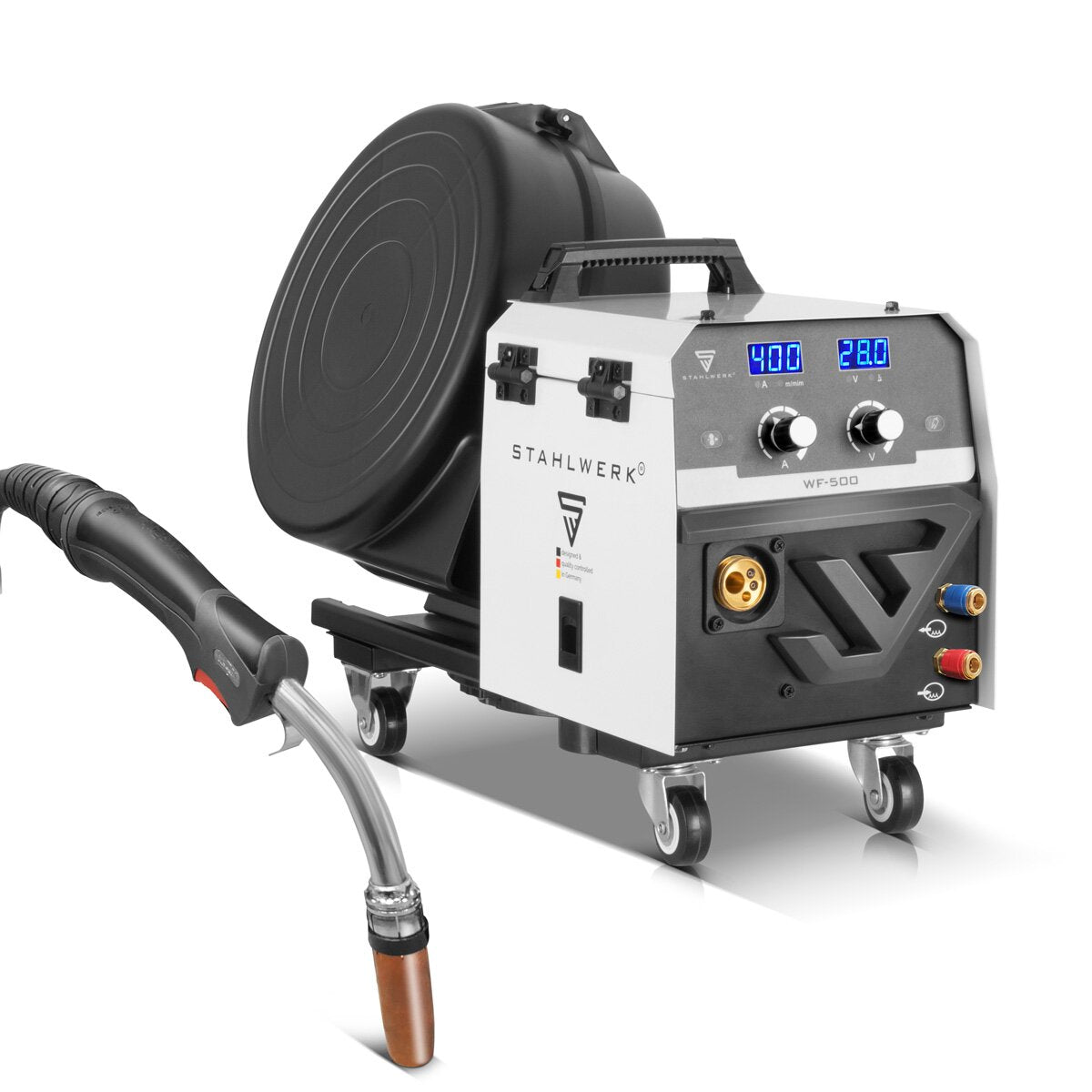STAHLWERK Schweißgerät MIG MAG 400 Pro Vollausstattung Vollsynergischer, wassergekühlter IGBT Inverter mit 400 A und Puls-Funktion 3-in-1 Kombi-Schweißanlage MIG MAG | MMA | Lift-TIG