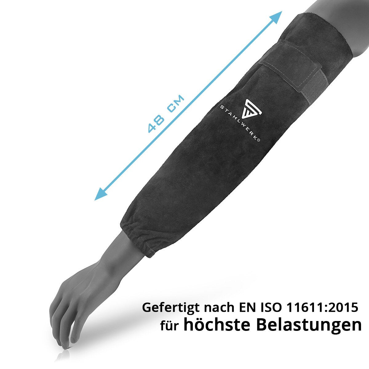 Mangas de soldadura de acero | Pasta de soldadura | Mangas de protección de soldadura | Protección de soldadura | Ropa de protección de soldadura con sujetador de velcro hecho de cuero dividido de alta calidad para soldadura y corte de plasma