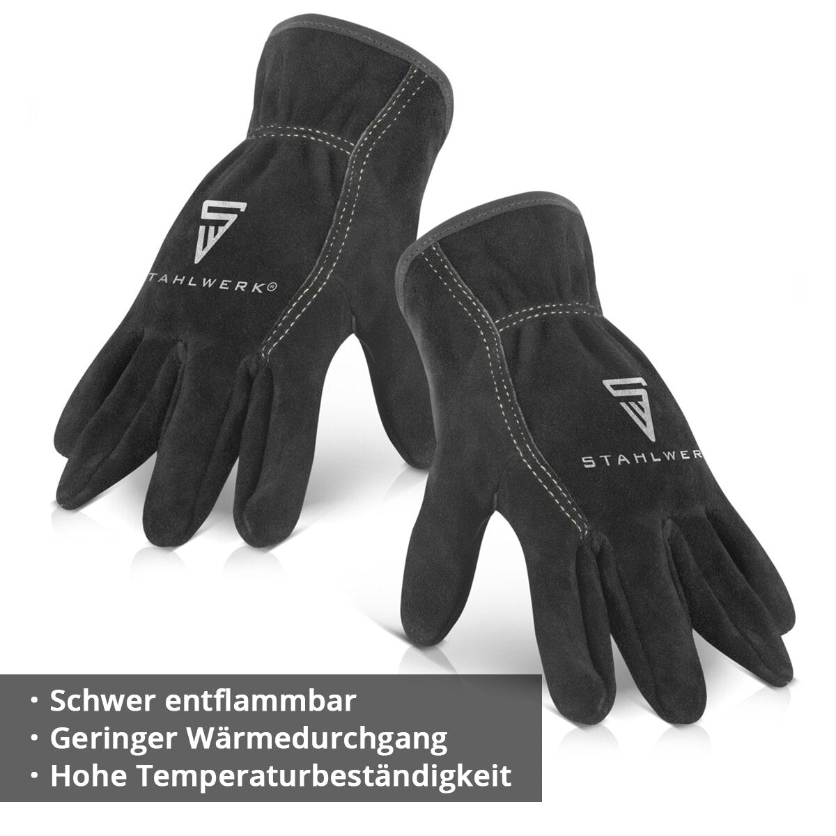 Guantes de soldadura de Steelworks | Guantes de protección del calor | Guantes de trabajo | Guantes resistentes al calor hechos de cuero de brecha de alta calidad para soldadura y corte de plasma