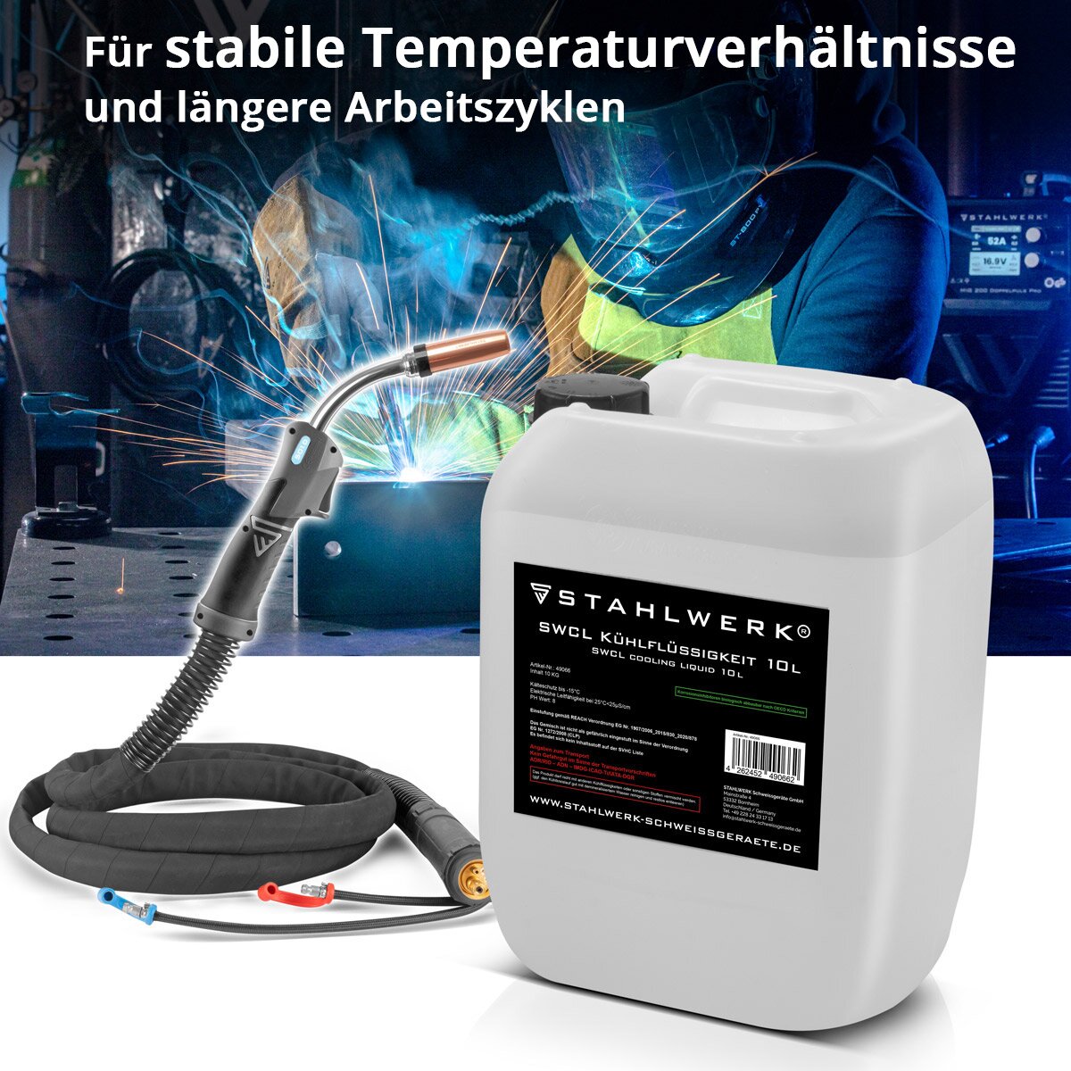 Fluido di raffreddamento SWCL 10 L SCOPISTRA da 25 µs/cm a -15 ° C Freve di raffreddamento | Raffreddamento ad acqua | Acqua di raffreddamento per refrigeratori d'acqua e pacchetti di tubi pieni di acqua di dispositivi di saldatura e taglieri al plasma