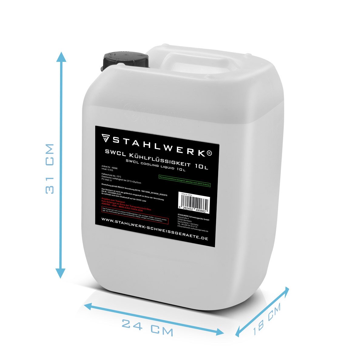Fluido di raffreddamento SWCL 10 L SCOPISTRA da 25 µs/cm a -15 ° C Freve di raffreddamento | Raffreddamento ad acqua | Acqua di raffreddamento per refrigeratori d'acqua e pacchetti di tubi pieni di acqua di dispositivi di saldatura e taglieri al plasma