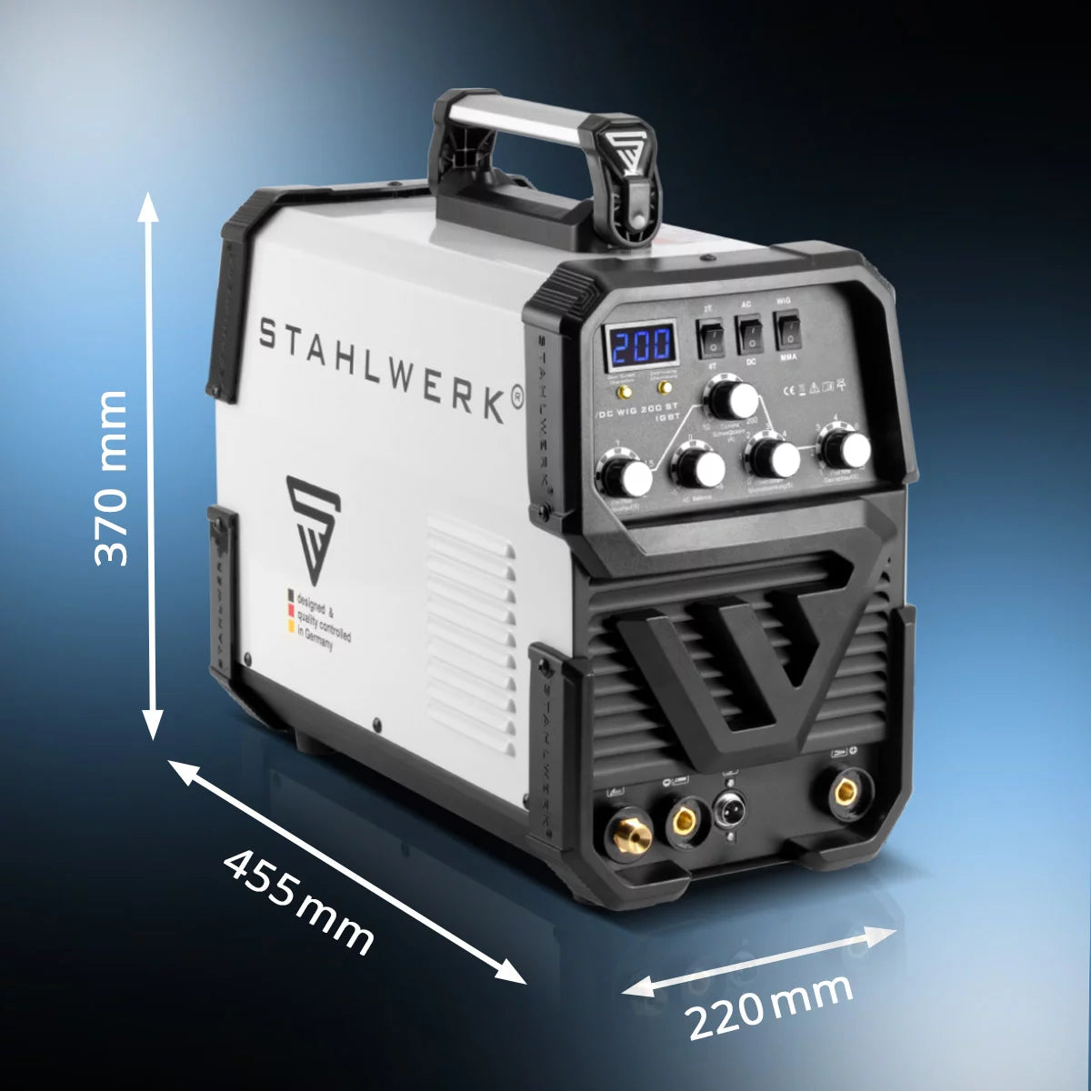 Steelworks welding machine AC / DC WIG 200 ST IGBT / COMBICH and combination device / station wagon welding system with 200 A WIG & MMA, aluminum suitable