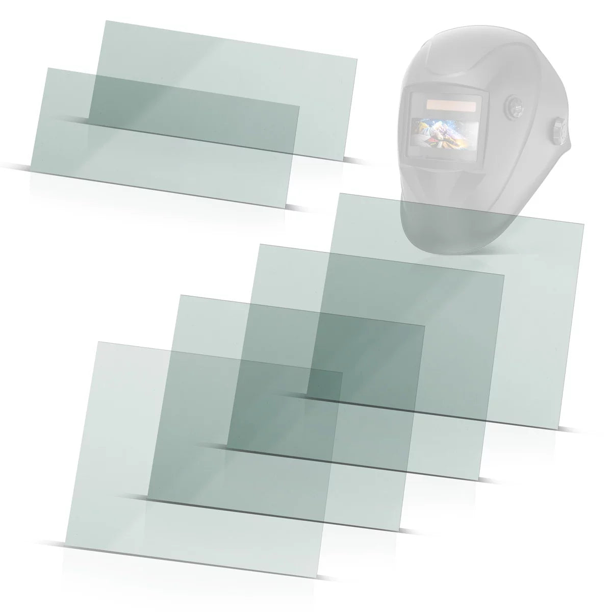 STAHLWERK Welding Helmet Lenses Set of 6 | Replacement lenses inside and outside | Welding protection glass | Visor lens | Protective glass according to EN ISO 16321 | Replacement lenses for the fully automatic WORKER welding helmet