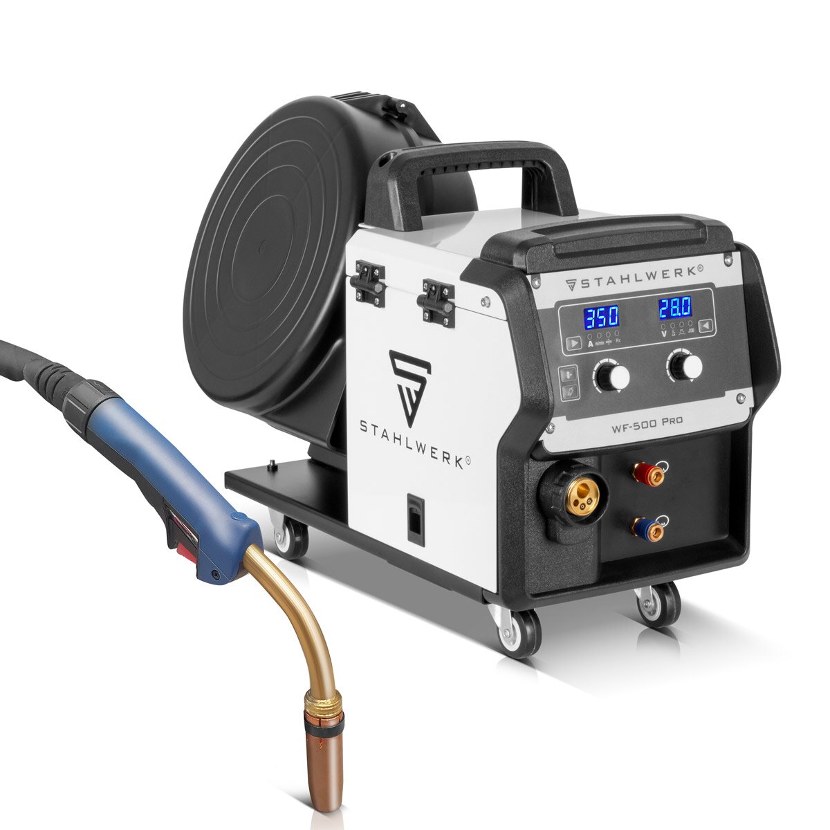 STAHLWERK Industrie-Schweißgerät MIG MAG 350 DP Vollsynergischer, wassergekühlter IGBT Inverter mit 350 A und Spot-Funktion, MIG MAG Schweißanlage mit Puls | Doppelpuls | High-Speed Puls