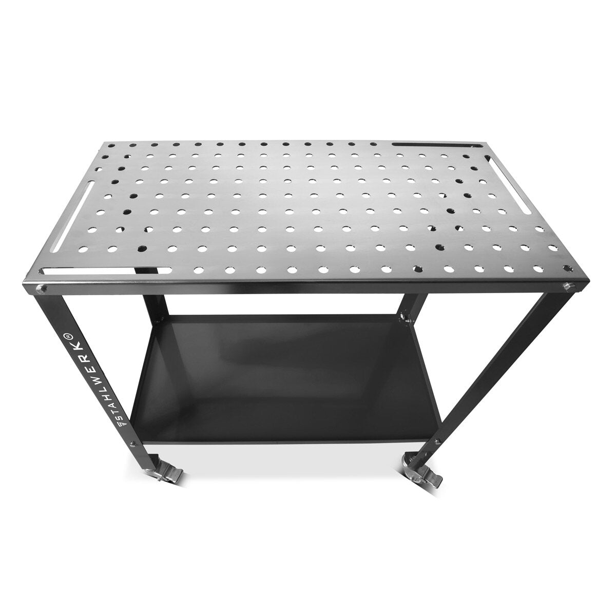 Steelworks Welding table WT-960 ST 915 x 457 mm galvanized assembly table with 200 kg load capacity, D22 perforated plate, powder-coated legs and storage compartment